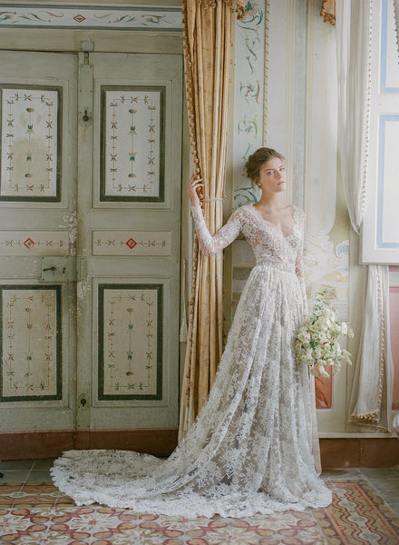 Ivory French Corded Lace Dress | Stunning Lace Bridal Gown Ivory French Corded Lace Dress | Stunning Lace Bridal Gown