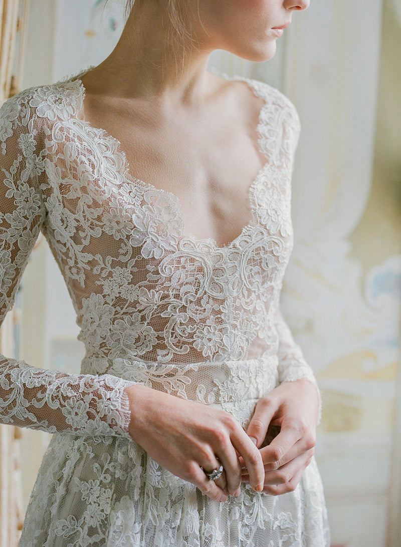 Ivory French Corded Lace Dress | Stunning Lace Bridal Gown Emily Riggs Ivory French Corded Lace Dress | Stunning Lace Bridal Gown Emily Riggs