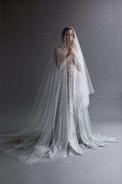 Ivory Cathedral Length Wedding Bridal Veil  Oversized Veil - Emily Riggs 