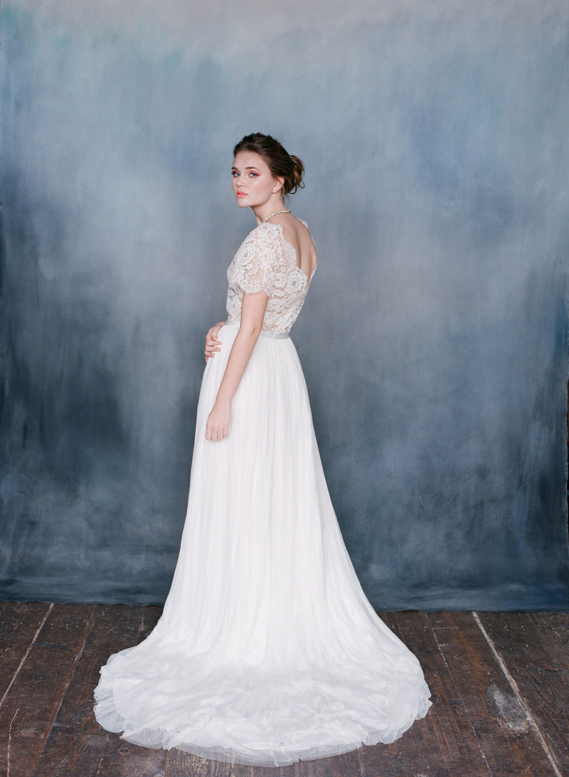 Ivory Lace And Silk Tulle Wedding Dress | Seraphina Emily Riggs Ivory Lace And Silk Tulle Wedding Dress | Seraphina Emily Riggs